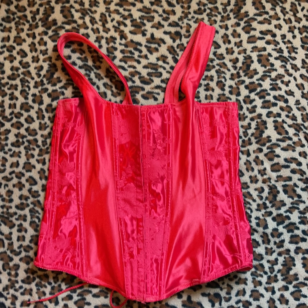 Red corset lace up back pinup boudoir